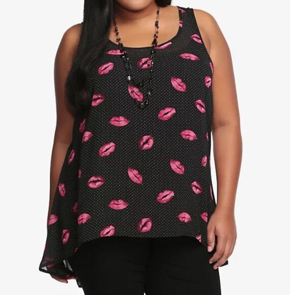Torrid polka dot lip print high low tank top - Picture 2 of 7
